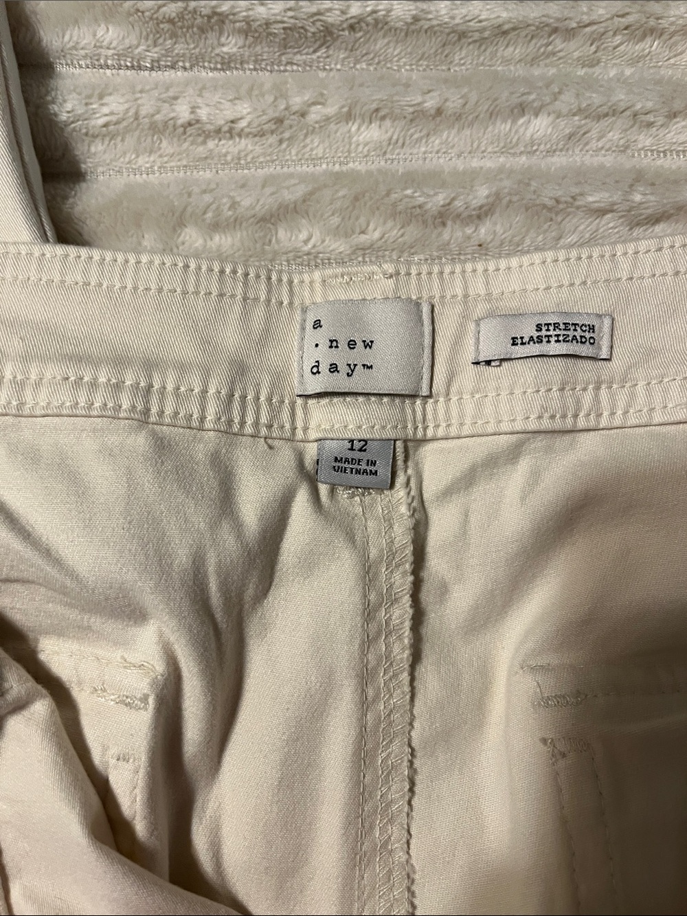 A.new day High Rise Tapered Leg Cream Chinos Pants 12 - Picture 7 of 8